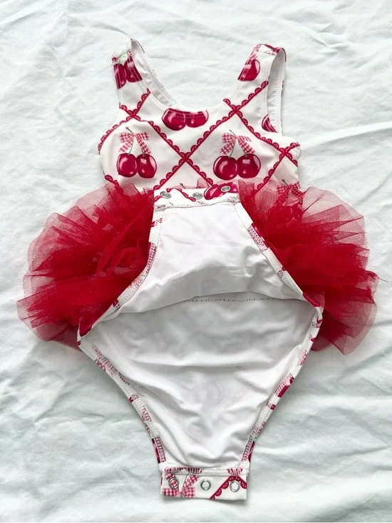 Posh Peanut One Piece Tutu Swimsuit | 18-24m | Cherry Cheryl Print - Picture 8 of 13